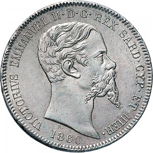 1082D Lira 1860 Scudo sannitico Torino Argento