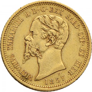 1038D 10 lire 1857 Scudo sannitico Torino Oro