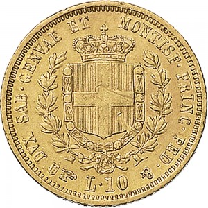 1039R 10 lire 1859 Scudo sannitico Torino Oro