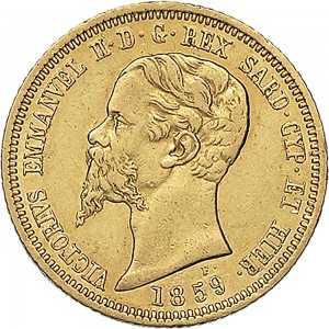 1039D 10 lire 1859 Scudo sannitico Torino Oro