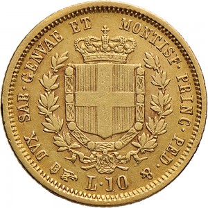 1040R 10 lire 1860 Scudo sannitico Torino Oro