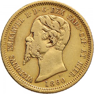 1040D 10 lire 1860 Scudo sannitico Torino Oro