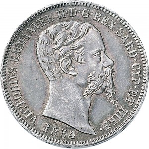 1066D 2 lire 1854 Scudo sannitico Genova Argento