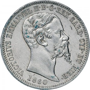 1070D 2 lire 1860 Scudo sannitico Torino Argento