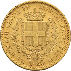 1011R 20 lire 1850 Scudo sannitico Genova Oro