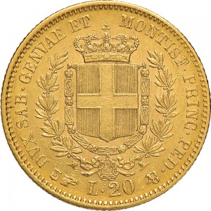 1012R 20 lire 1850 Scudo sannitico Torino Oro