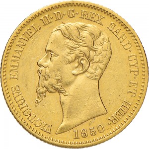 1012D 20 lire 1850 Scudo sannitico Torino Oro