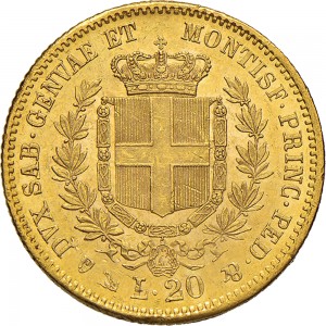 1013-001R 20 lire 1851 Scudo sannitico Genova Oro