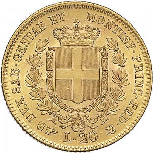 1016R 20 lire 1852 Scudo sannitico Torino Oro