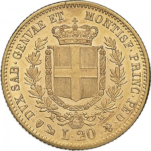 1018R 20 lire 1854 Scudo sannitico Genova Oro