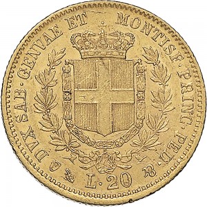 1019R 20 lire 1855 Scudo sannitico Genova Oro
