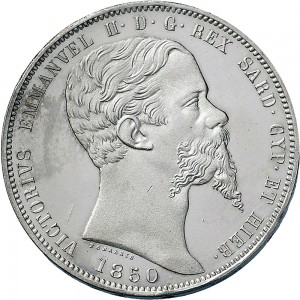 1042D 5 lire 1850 Scudo sannitico Torino Argento