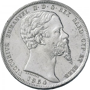 1048D 5 lire 1854 Scudo sannitico Genova Argento