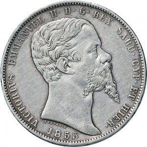 1050RD 5 lire 1855 Scudo sannitico Genova Argento