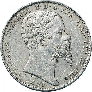 1051D 5 lire 1855 Scudo sannitico Torino Argento