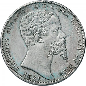 1052D 5 lire 1856 Scudo sannitico Genova Argento