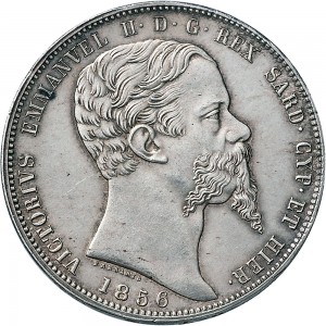 1053D 5 lire 1856 Scudo sannitico Torino Argento