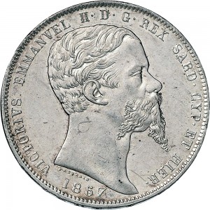1055D 5 lire 1857 Scudo sannitico Torino Argento