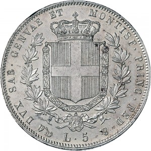 1056R 5 lire 1858 Scudo sannitico Genova Argento