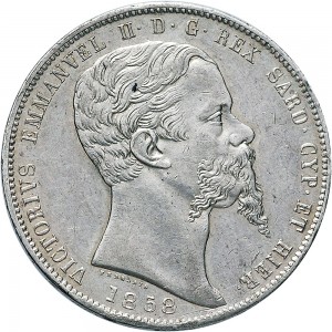 1057D 5 lire 1858 Scudo sannitico Torino Argento