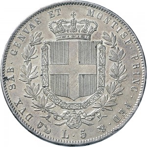 1058R 5 lire 1859 Scudo sannitico Genova Argento