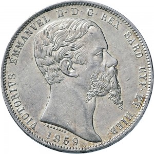 1058D 5 lire 1859 Scudo sannitico Genova Argento