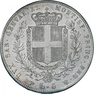 1060R 5 lire 1860 Scudo sannitico Torino Argento