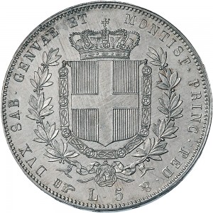 1061R 5 lire 1861 Scudo sannitico Torino Argento