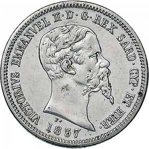 1088D 50 centesimi 1857 Scudo sannitico Torino Argento