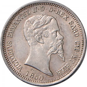 1090D 50 centesimi 1860 Scudo sannitico Milano Argento