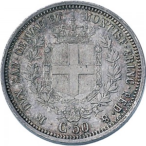 1092R 50 centesimi 1861 Scudo sannitico Milano Argento