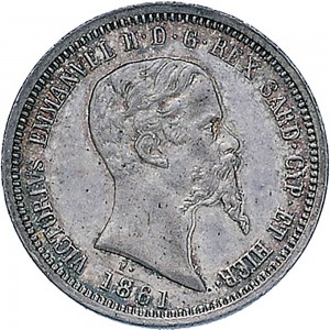 1092D 50 centesimi 1861 Scudo sannitico Milano Argento