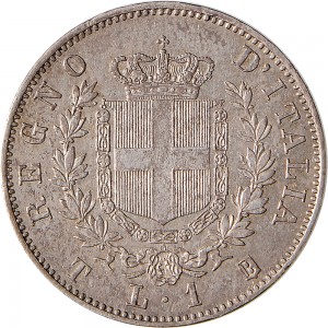 1182R 1 lira 1861 Scudo sannitico 1° tipo Torino Argento
