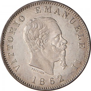 1183D 1 lira 1862 Scudo sannitico 1° tipo Napoli Argento