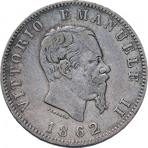 1184D 1 lira 1862 Scudo sannitico 1° tipo Torino Argento