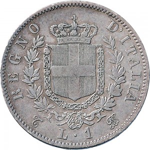 1184R 1 lira 1862 Scudo sannitico 1° tipo Torino Argento