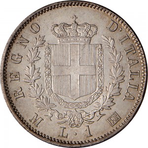 1185R 1 lira 1863 Scudo sannitico 2° tipo Milano Argento