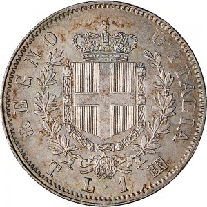 1186R 1 lira 1863 Scudo sannitico 2° tipo Torino Argento