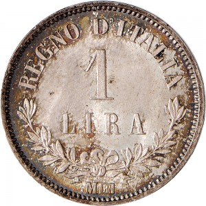 1189R 1 lira 1863 Valore su due rami di alloro 3° tipo Milano Argento