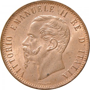 1215D 10 Centesimi 1866 Valore entro semicorona di alloro e quercia 2° tipo Napoli Rame