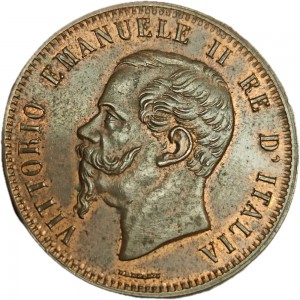 1330D 10 Centesimi 1866 Valore entro semicorona di alloro e quercia 2° tipo Strasburgo Bronzo