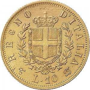 1146R 10 lire 1863 Scudo sannitico 2° tipo Torino Oro