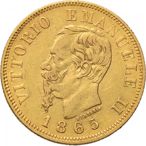 1147D 10 lire 1865 Scudo sannitico 2° tipo Torino Oro
