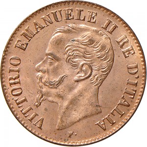 1232D 2 centesimi 1861 Valore entro semicorona di alloro e quercia Milano Rame