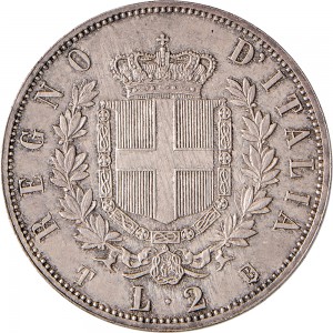 1175R 2 lire 1861 Scudo sannitico 1° tipo Torino Argento