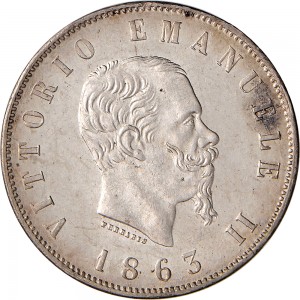 1177D 2 lire 1863 Scudo sannitico 2° tipo Napoli Argento