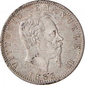 1204D 20 centesimi 1863 Scudo sannitico 1° tipo Torino Argento