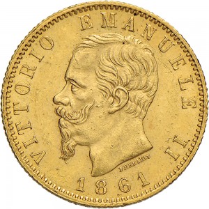 1120D 20 lire 1861 Scudo sannitico Torino Oro