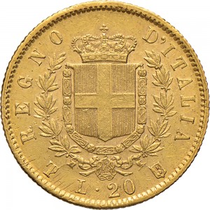 1121R 20 lire 1861 Scudo sannitico Torino Oro