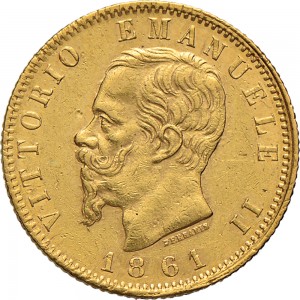 1121D 20 lire 1861 Scudo sannitico Torino Oro